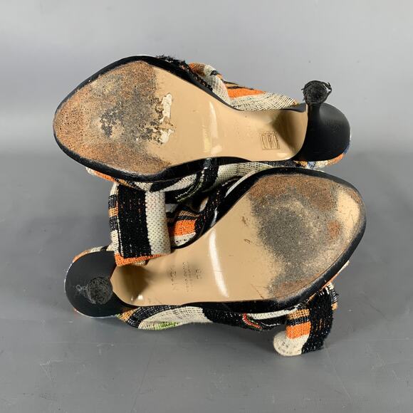 No. 21 Size 7.5 Tan Multi-Color Raso Peep Toe Pumps - Picture 6 of 7